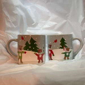 Set of two Crate & Barrel Children’s Holiday Mugs designed by Joan Anderson
